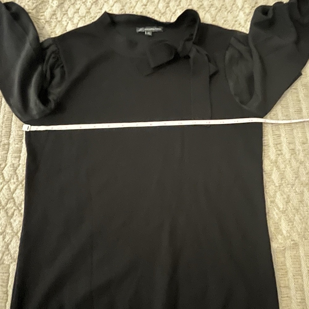 Adrianna Papell Tie Neck Puff Sheer Long Sleeve Women XS Black Preppy Whimsigoth - Picture 8 of 8